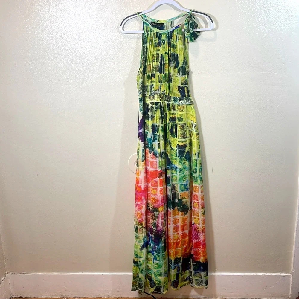 Anthropologie Geisha Designs  Multicolor Stamp Casual Maxi Dress size 8